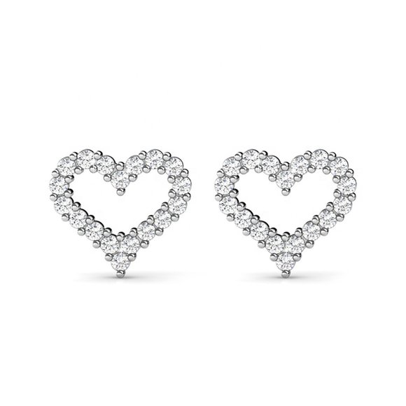 Love Heart Silver Australian Crystal Stud Earrings Valentine's Day Jewelry - Picture 1 of 10